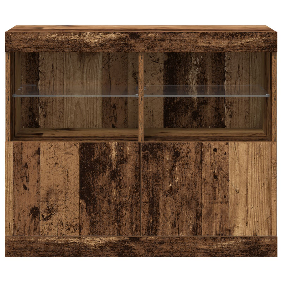 Buffetkast Met Led Verlichting 81X37X67 Cm Oud hout