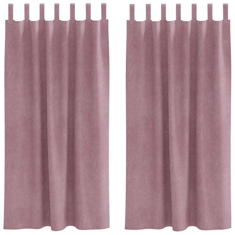 Zwarte Verduisteringsgordijnen 2 Stuks Velours Donkerroze 140 x 175 cm met hanglussen