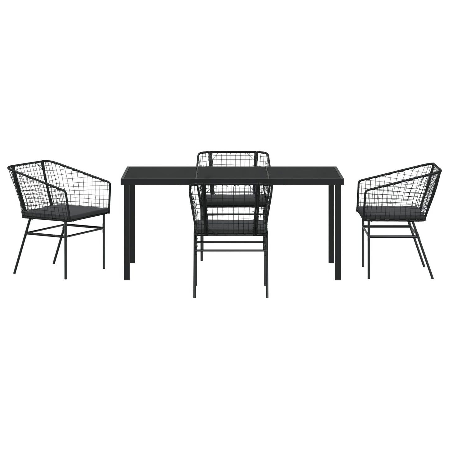Set Van 3 Zwart Pe Rattan, Gepoedercoat Staal Middel Duurzaam
