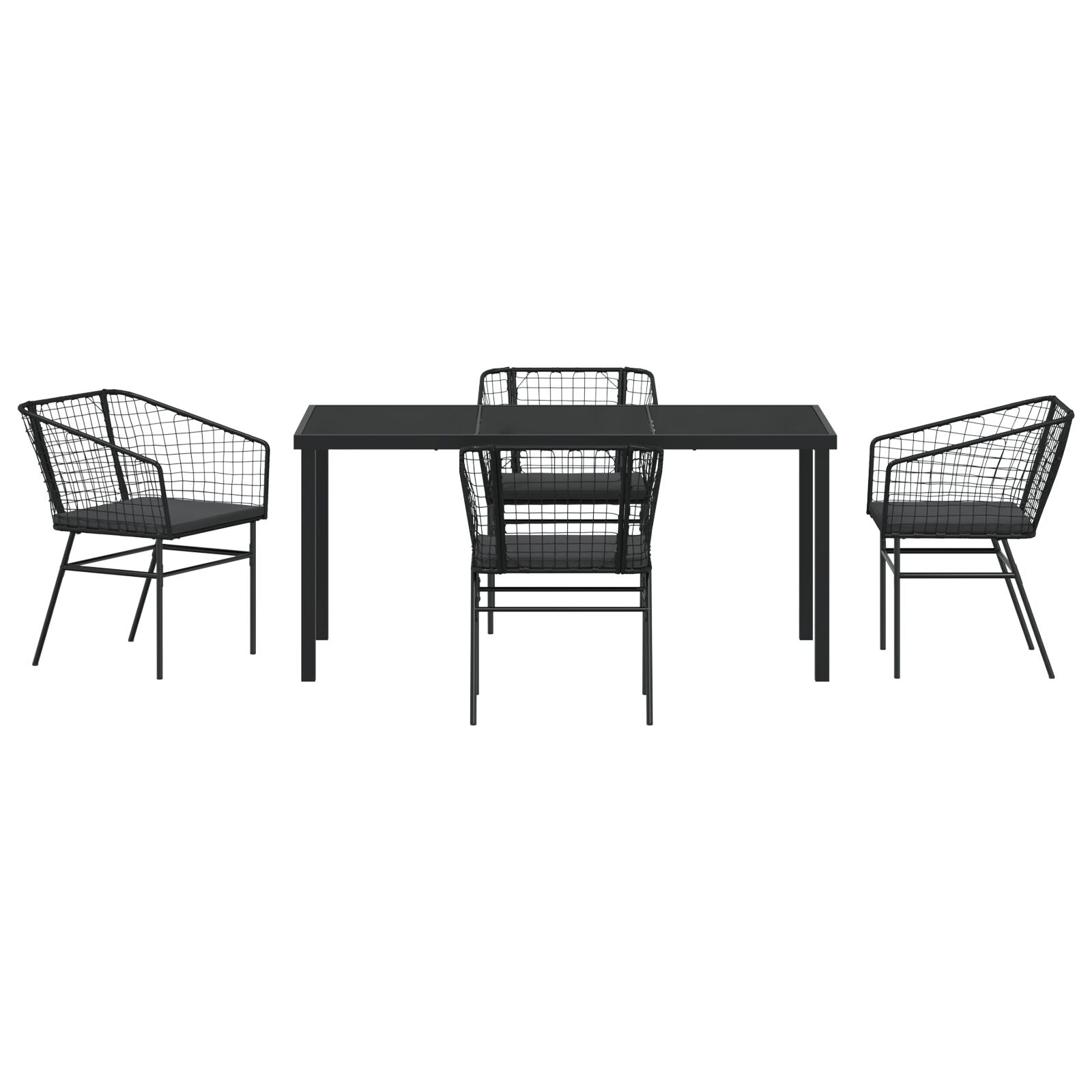 Set Van 3 Zwart Pe Rattan, Gepoedercoat Staal Middel Duurzaam