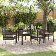 Tuin eettafelset 4-persoons poly rattan bruin