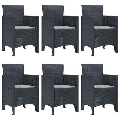 7-Delige Tuin Eettafel Set Met Kussens Anthraciet Poly Rattan