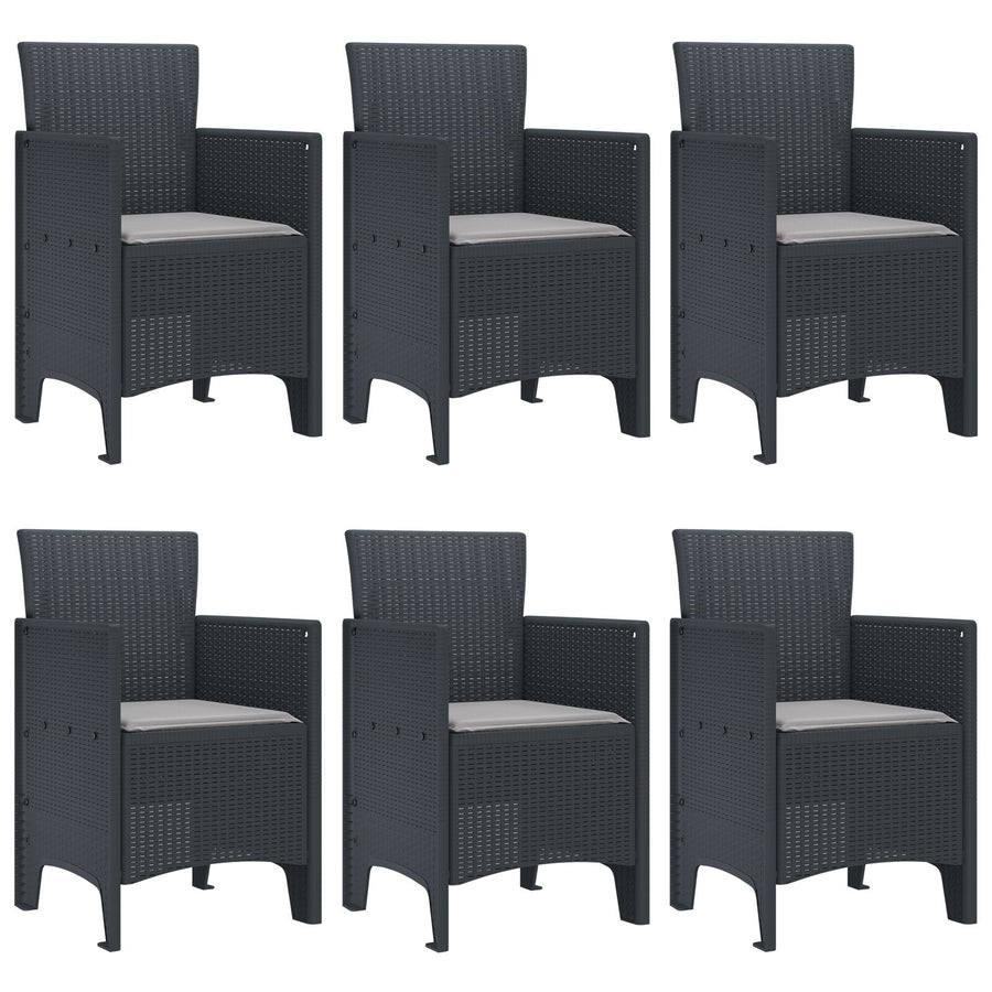 7-Delige Tuin Eettafel Set Met Kussens Anthraciet Poly Rattan