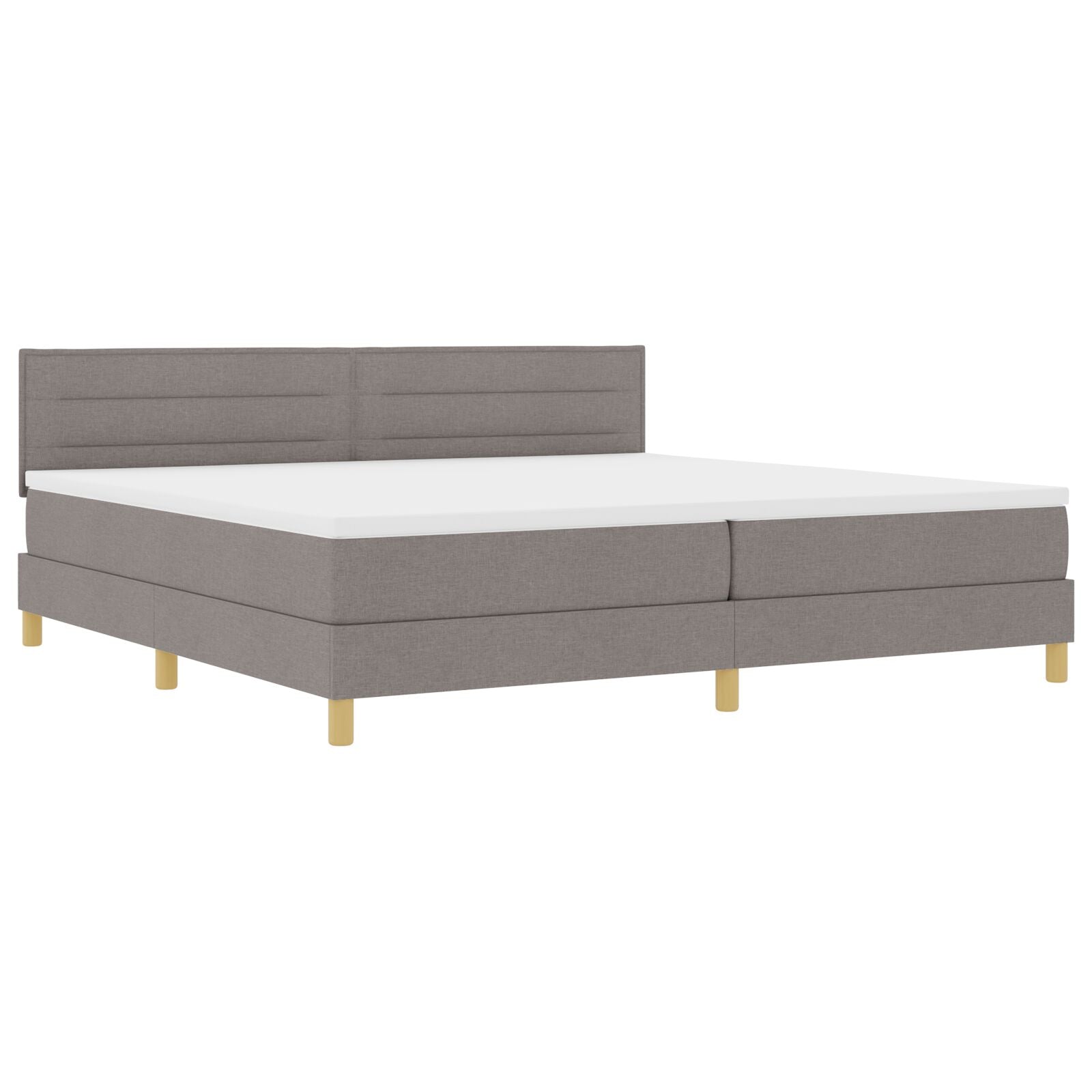 Boxspring Bed Met Matras Stof Taupe 200 x 200 cm Lijnen ontwerp
