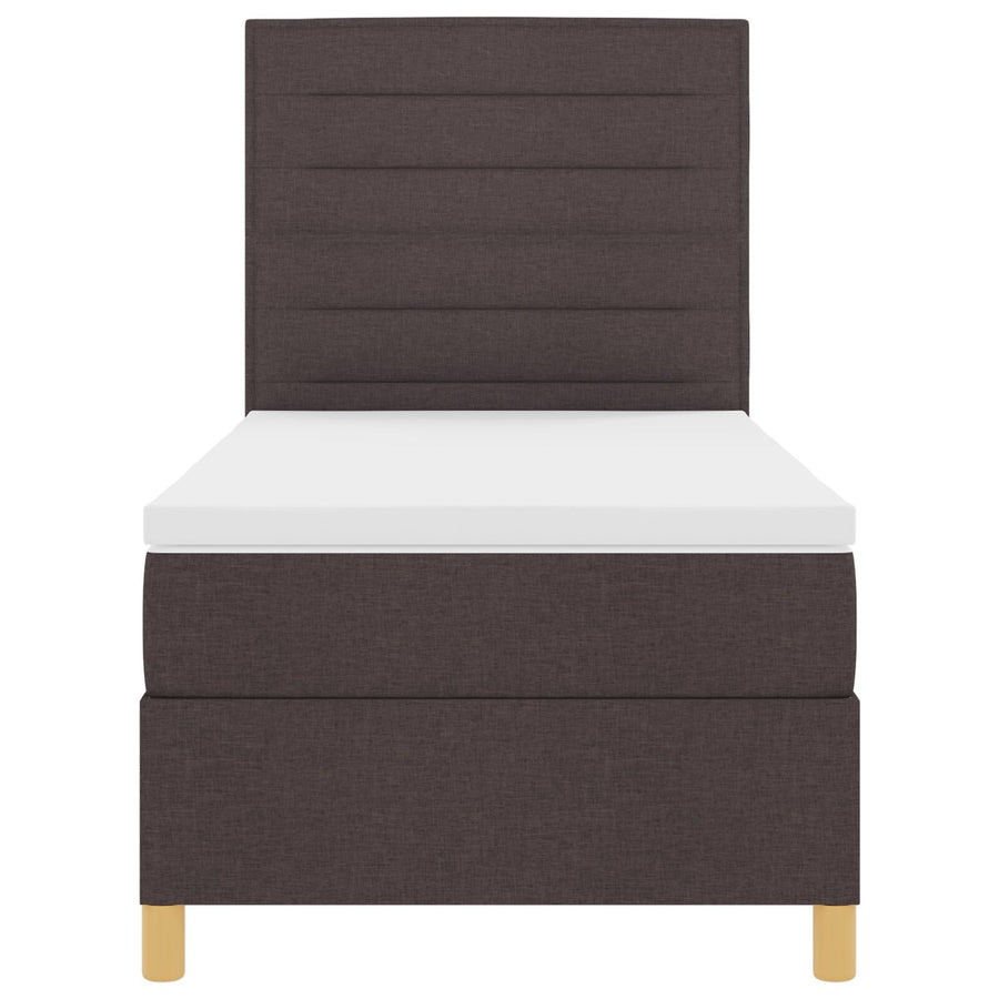 Boxspringbed Met Matras Donkerbruin 100X200 Cm Stof Blauw
