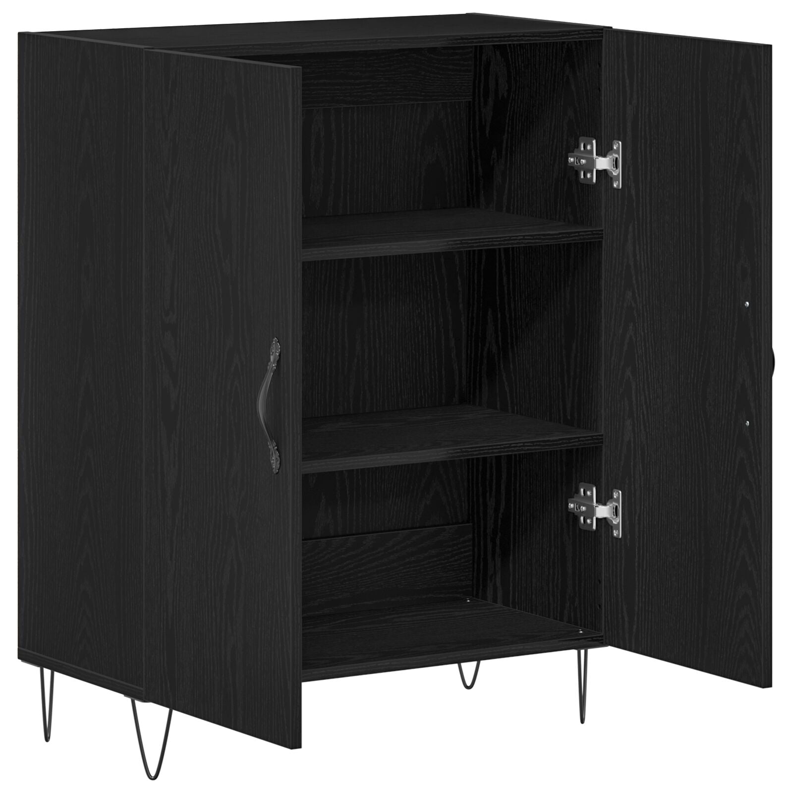 Sideboard Zwart Eiken 69,5X34X90 Cm Bewerkt Hout