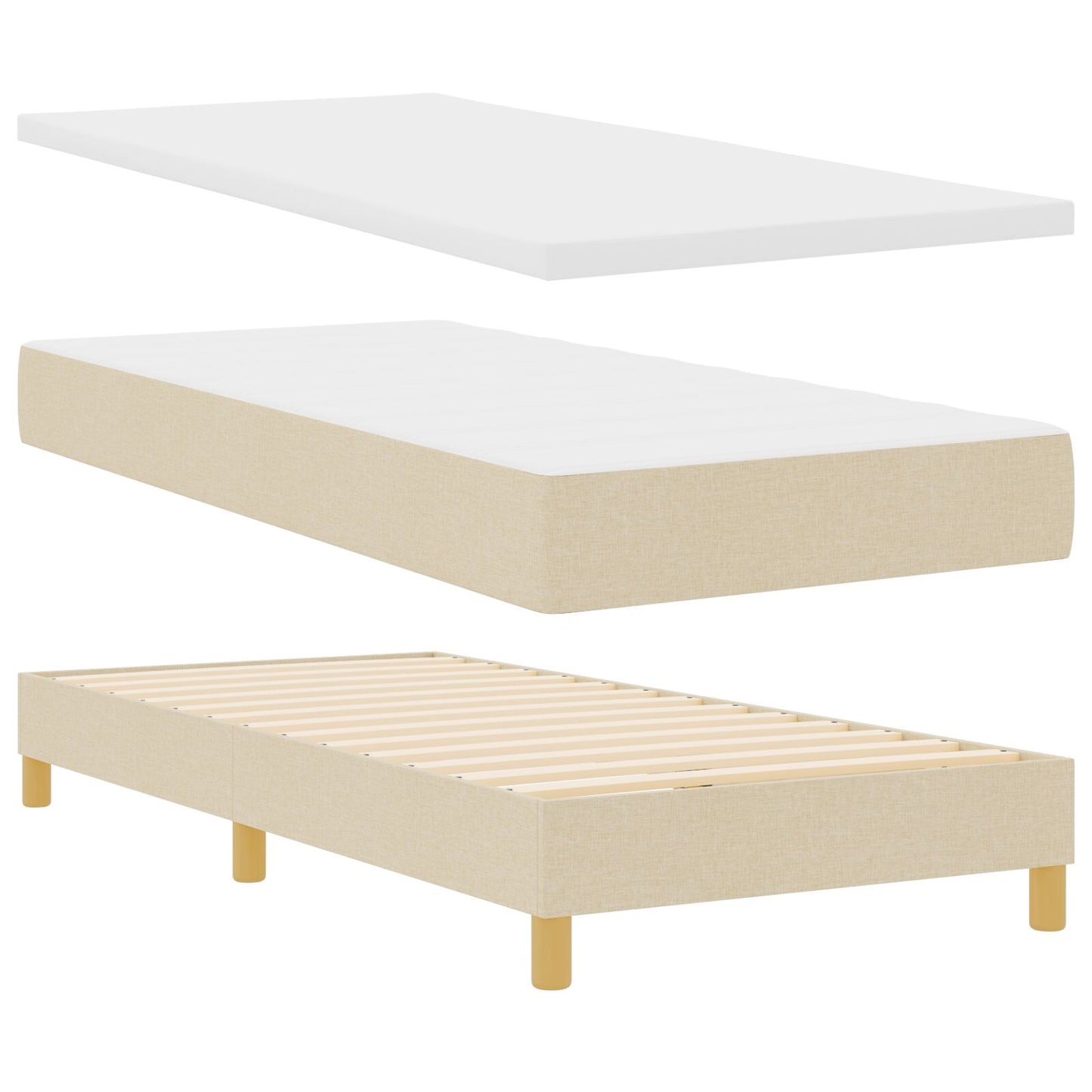 Boxspringbed Met Matras Stof Crème 100 x 200 cm Knopen-gestikt