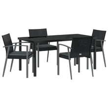5-Delige Tuin Dinerset Met Kussens Zwart Poly Rattan