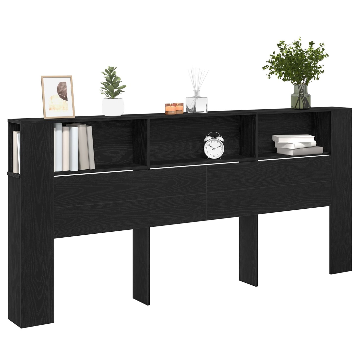 Hoofdbord Kast Zwart Eiken 220X18,5X104,5 Cm