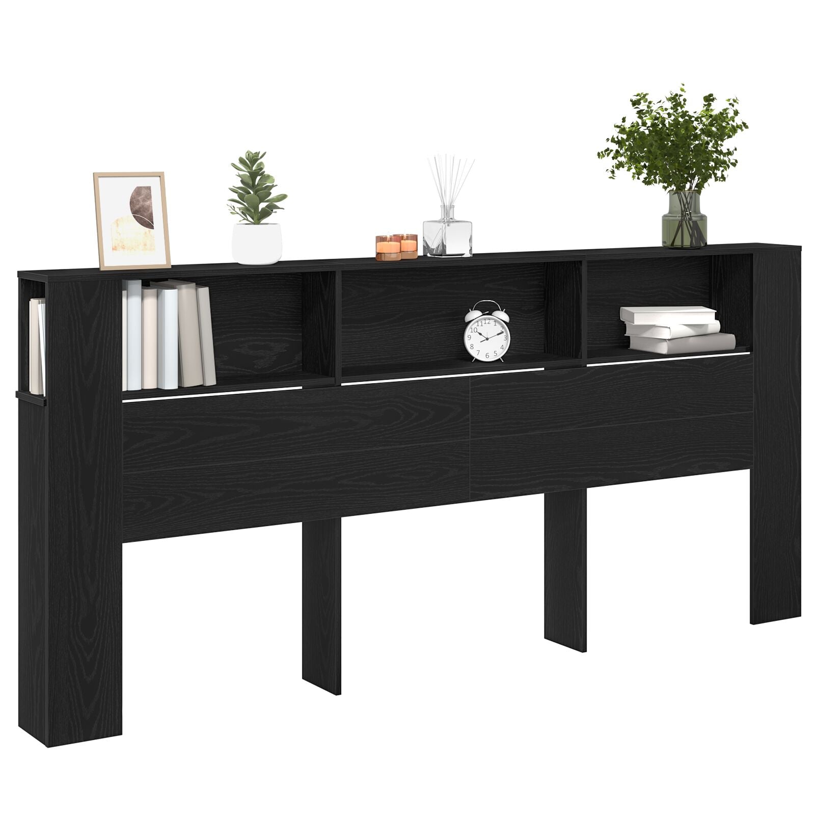 Hoofdbord Kast Zwart Eiken 220X18,5X104,5 Cm