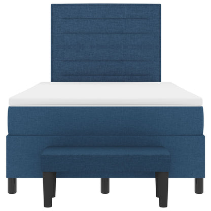 Boxspringbed Met Matras & Bank Stof Blauw 120 x 190 cm Lijnen ontwerp