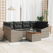 Tuinbankenset poly rattan 7-delig grijs