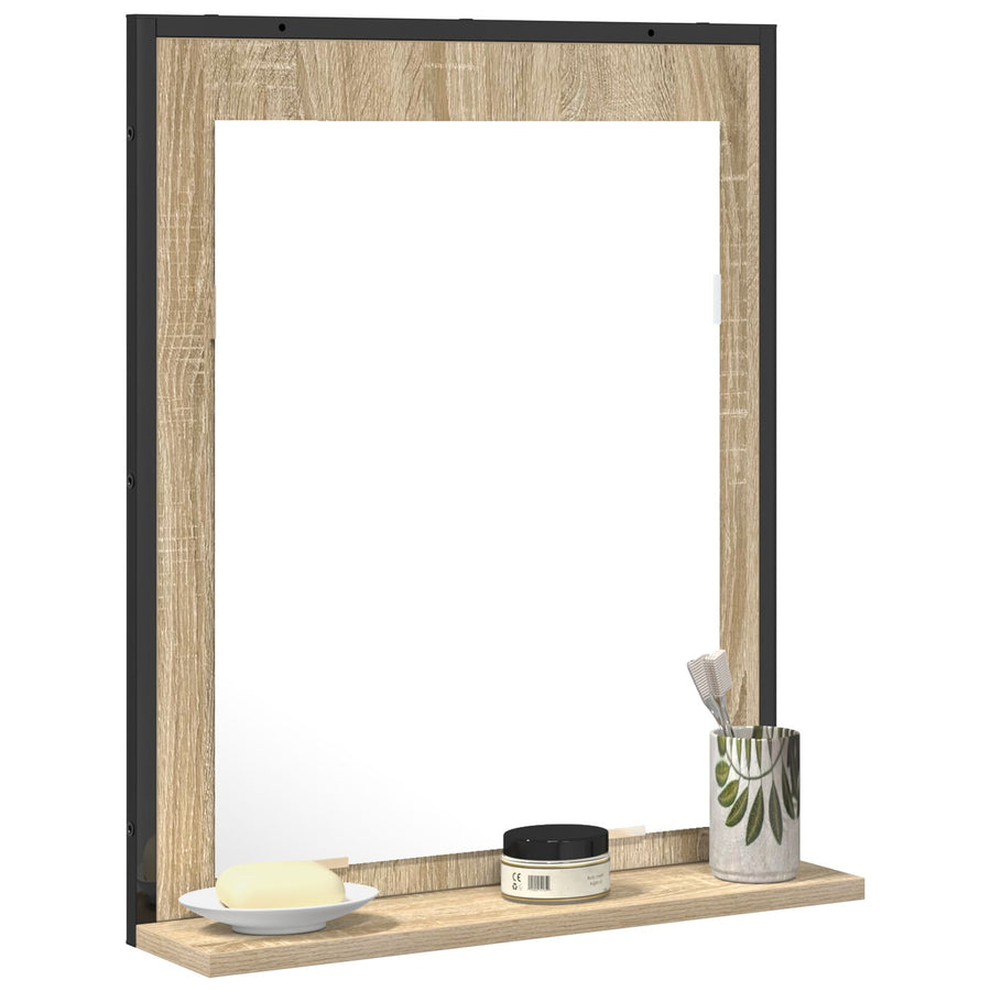 Badkamer Spiegel Met Plank Sonoma Eik 50X12X60 Cm Geengineerd Hout Zwart Eiken