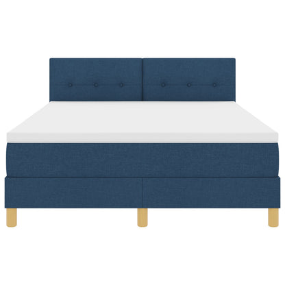 Boxspringbed Met Matras Stof Blauw 140 x 190 cm Geknoopt