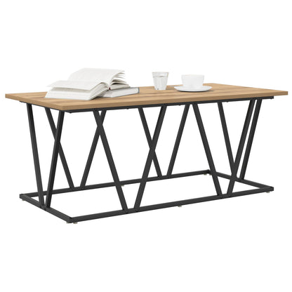 Salontafel Artisan Eiken 100X50X40 Cm Gemaakt Van Hout En Metaal Ambachtelijk eiken