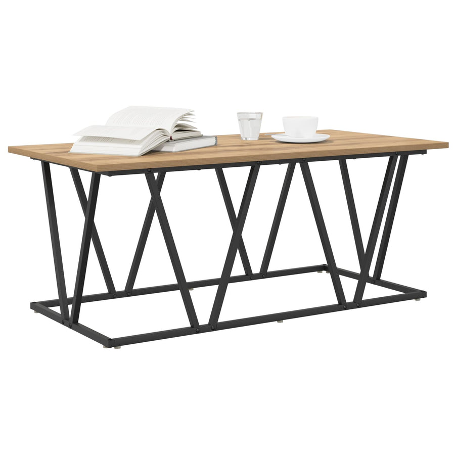 Salontafel Artisan Eiken 100X50X40 Cm Gemaakt Van Hout En Metaal Ambachtelijk eiken