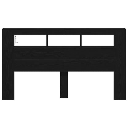 Opberghoofdbord Met Led-Verlichting Zwart Eiken 180X18,5X103,5 Cm