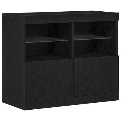 Dressoir Met Led Verlichting 81X37X67 Cm Zwart eiken