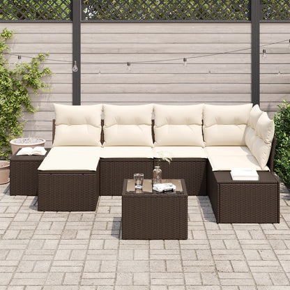 6-Delige Tuinsofa Set Met Kussens Grijs Poly Rattan