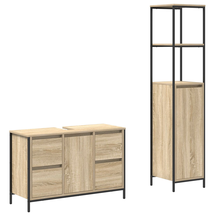 2-Delige Badkamermeubelset Sonoma Eiken Engineered Wood