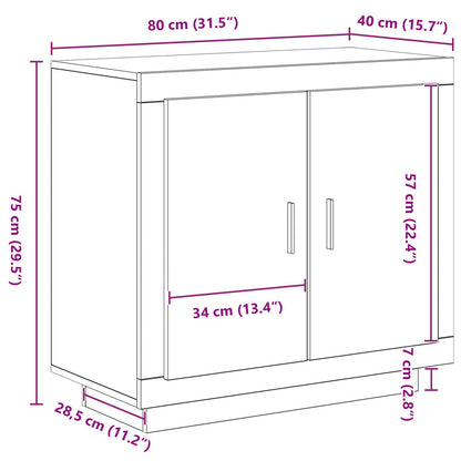 Sideboard 80X40X75 Cm Gelaagd Hout Zwart eiken