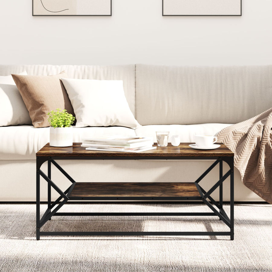 Salontafel Met Plank Spaanplaat Gerookt eiken 90 x 50 x 40 cm