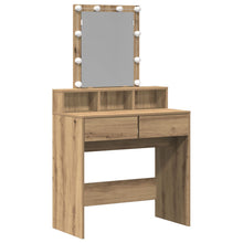 Kaptafel Met Spiegel En Led's Artisan Eiken Geïndustrialiseerd Hout