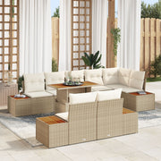 Tuinset 9-delig rotan beige bruin crème