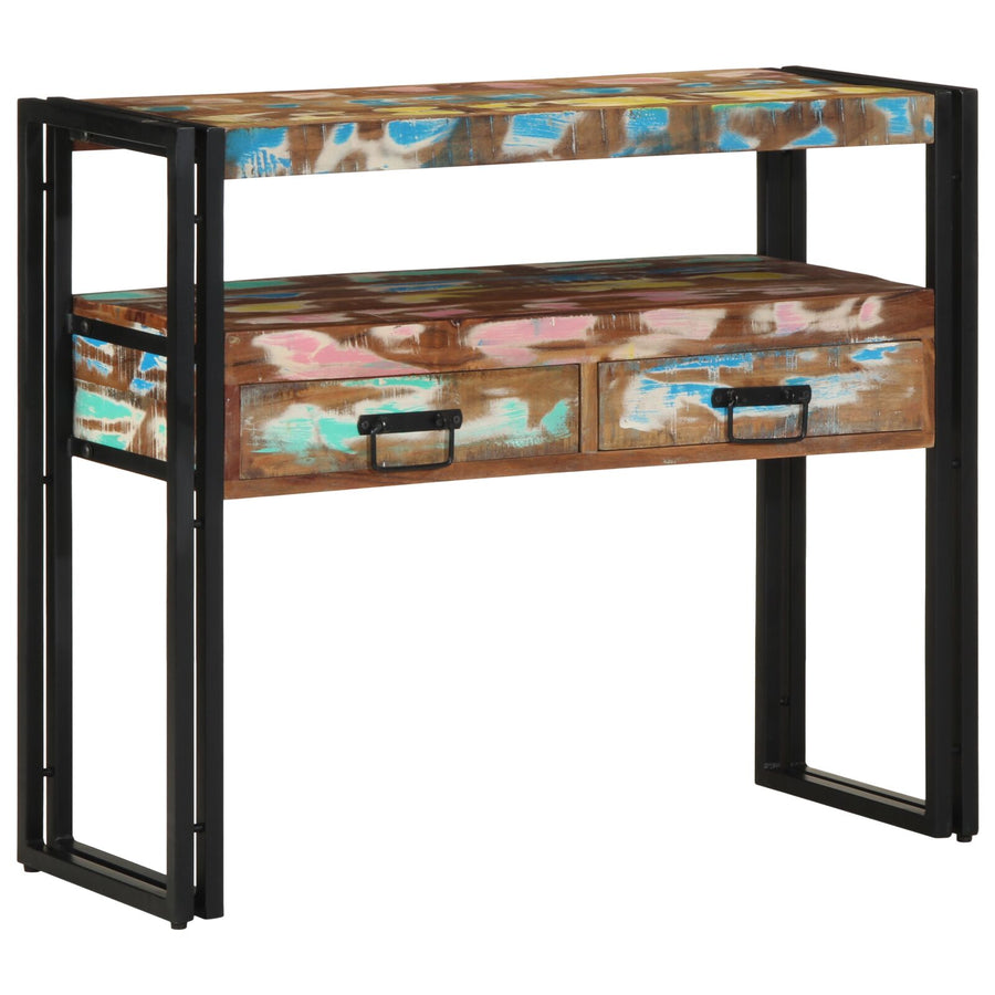 Bijzettafels Meerkleurig & Metaal 90 x 33 x 75 cm Massief gerecycled hout