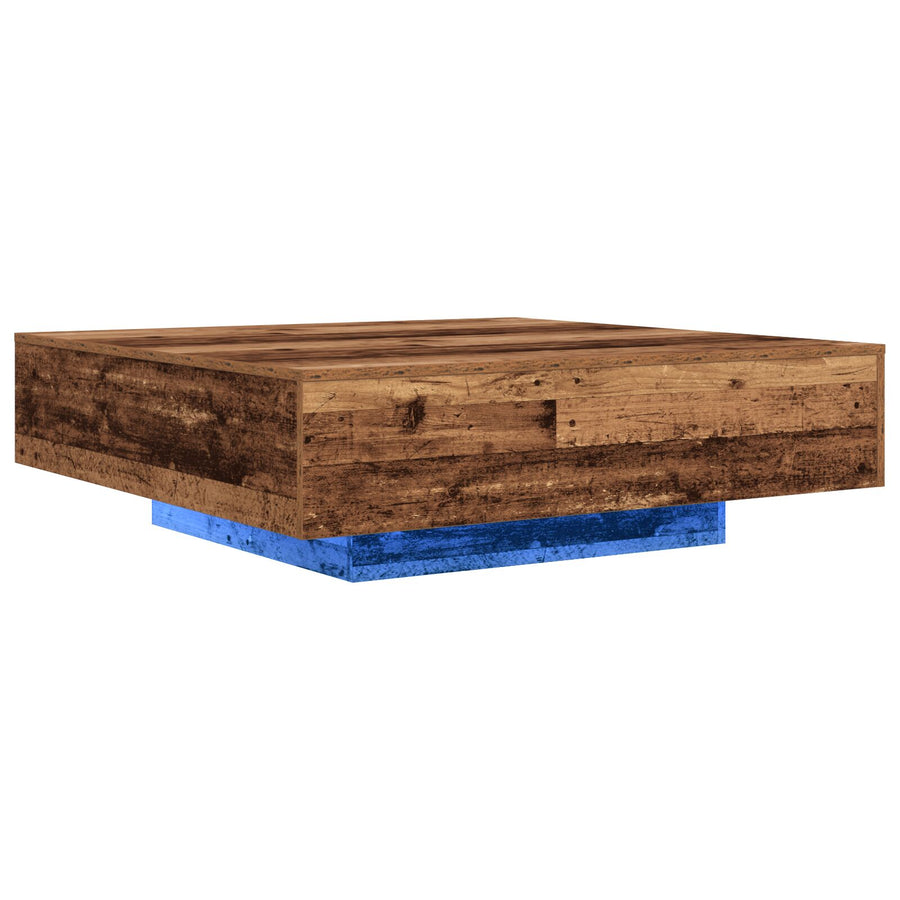 Salontafel Met Led-Verlichting Oud Hout 100X100X31 Cm