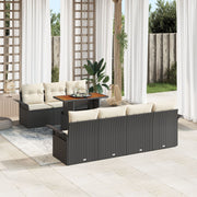 Tuin loungeset 8-delig poly rattan zwart crème