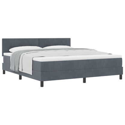 Boxspring Bed Met Matras Donkergrijs Super King Fluweel Blauw
