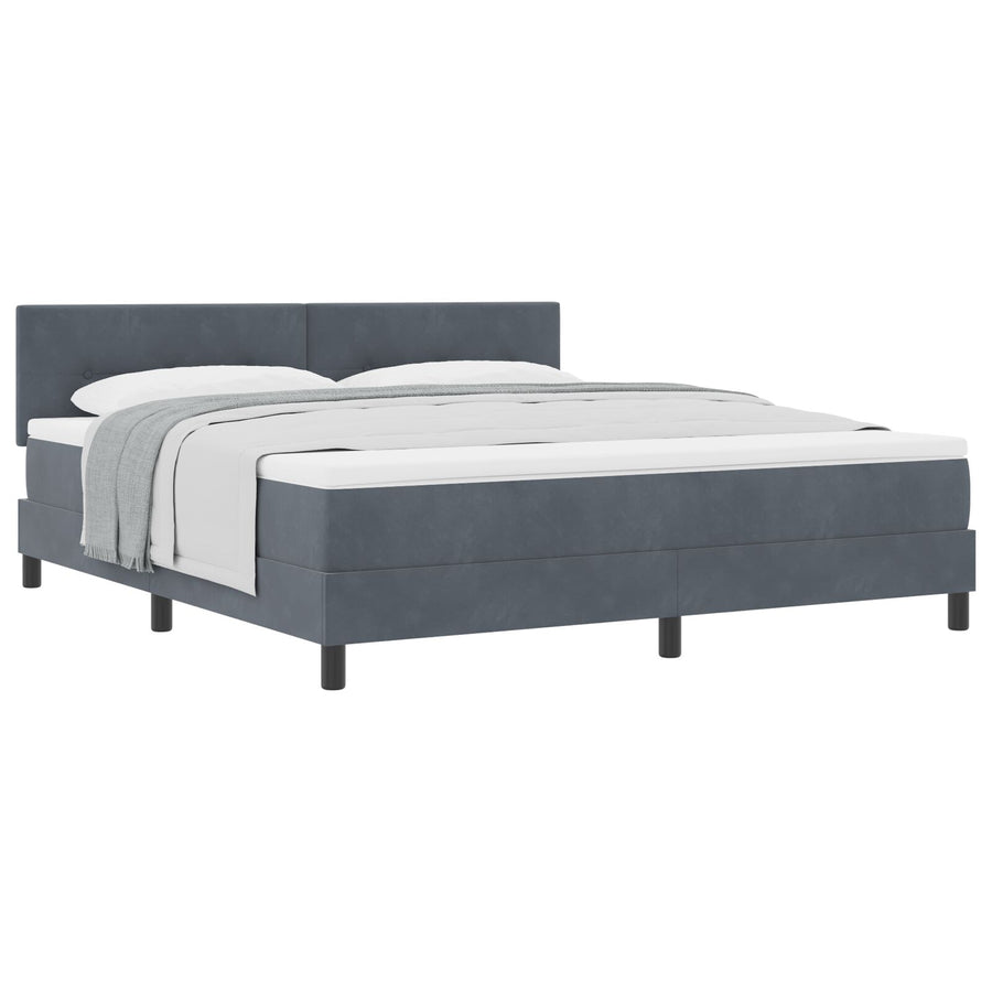 Boxspring Bed Met Matras Donkergrijs Super King Fluweel Blauw