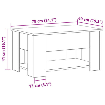Zwarte Eiken Tafel 79X49X41 Cm Gemaakt Van Engineered Wood