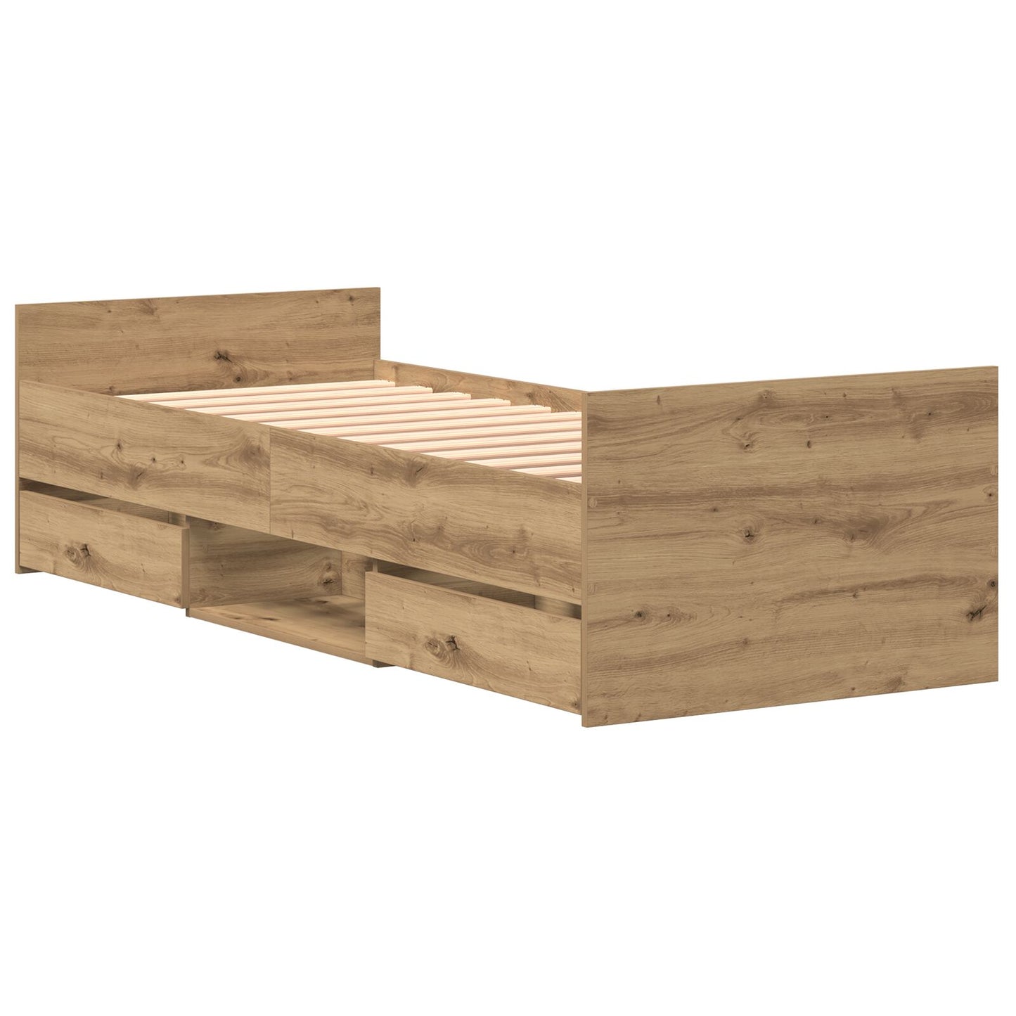 Bedframe Zonder Matras Artisan Eiken 75X190 Cm Bewerkt Hout