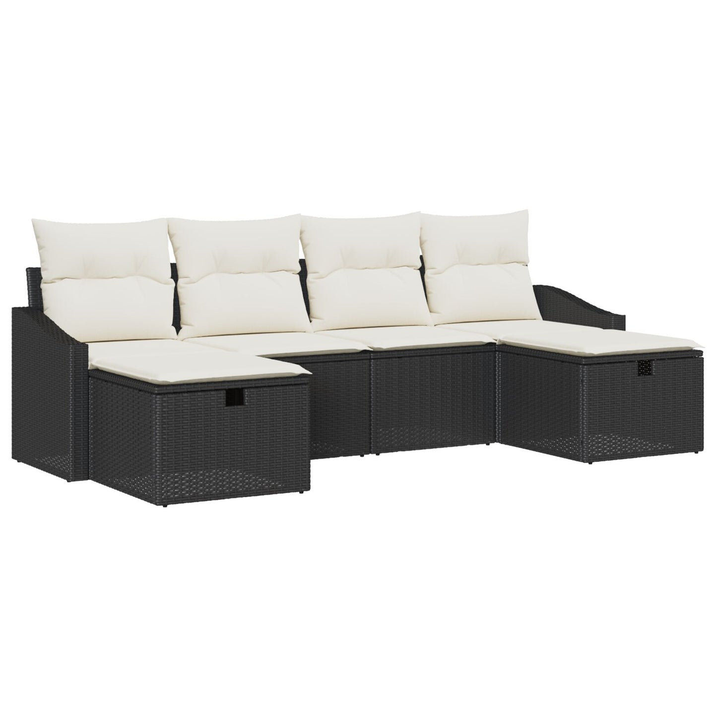 6-Delige Tuin Sofa Set Met Kussens Zwart Poly Rattan