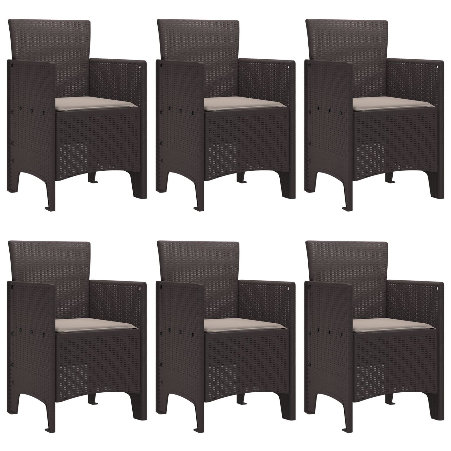 7 Delige Tuin Eettafel Set Met Kussens Bruin Poly Rattan