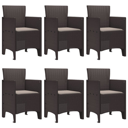 7 Delige Tuin Eettafel Set Met Kussens Bruin Poly Rattan