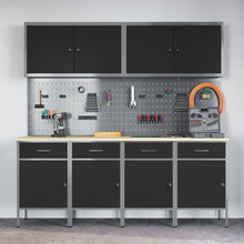 10-Delige Werkcabinet En Pegboard Set Mdf En Metaal 4x (84 cm) Zwart 4x kast + 4x pegboard + 2x gereedschapskast