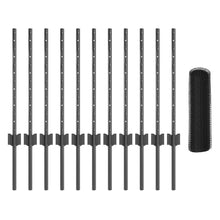 Heiningpalen 11 st U-Channel Grijs 60 cm Staal, vidaXL Zeshoekige Heining Grijs 0.6x25 m Staal