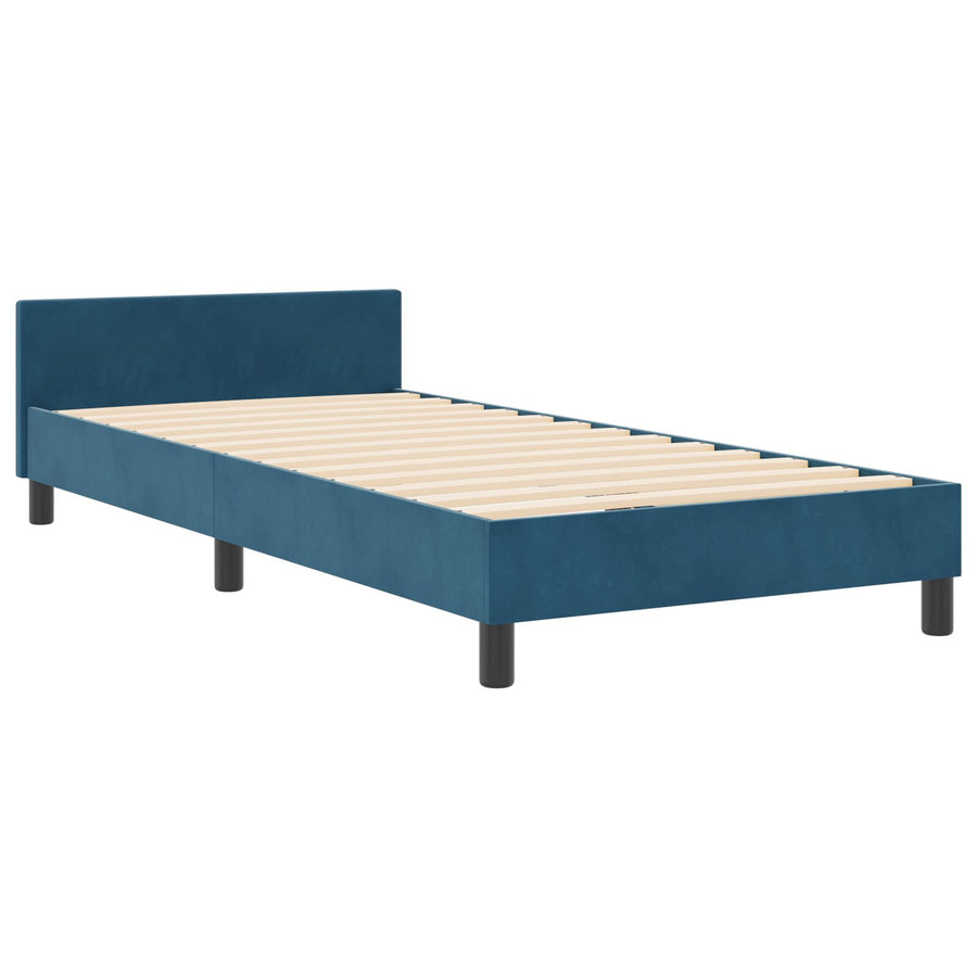 Bedframe Donkerblauw 180X200 Cm Fluweel Crème