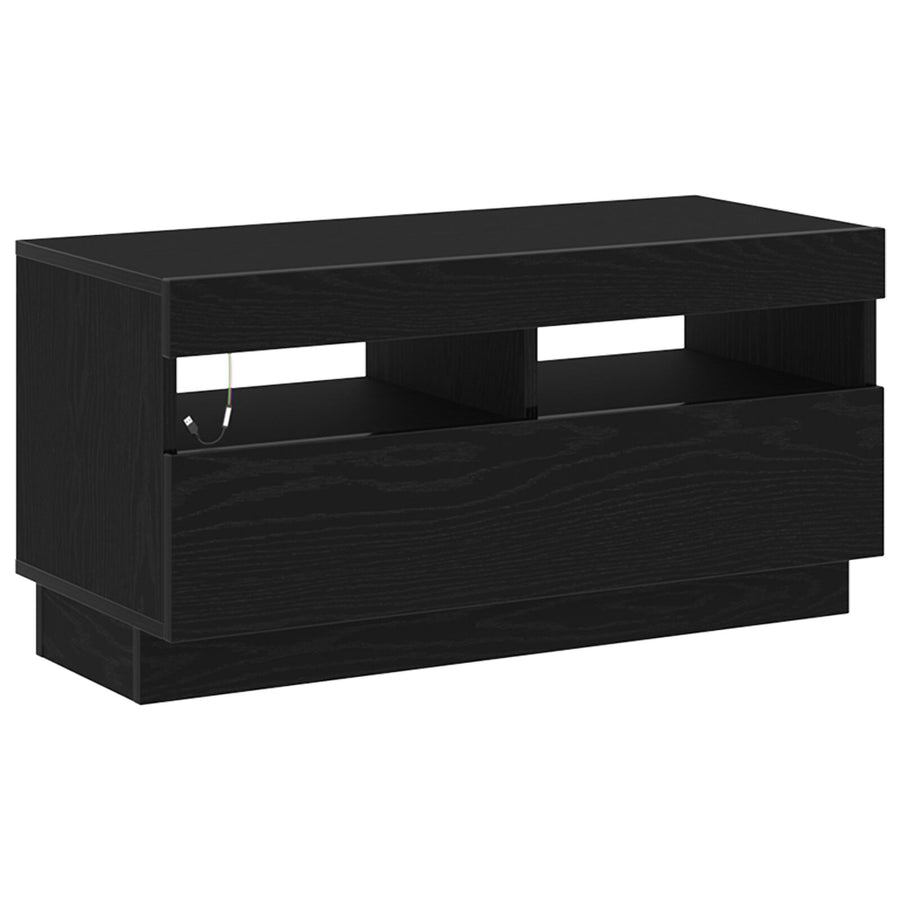 Tv-Kast Met Led-Verlichting - Zwart Eiken - 180X35X40 Cm - Bewerkt Hout