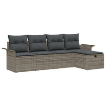 5-Delige Tuinbank Set Met Kussens Grijs Poly Rattan