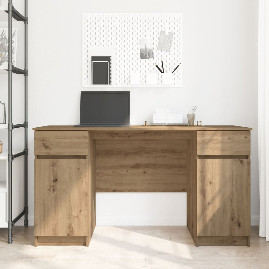 Bureau Artisan Eiken 140X49X76 Cm Bewerkt Hout