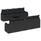 Tuin loungeset poly rattan zwart 9-delig