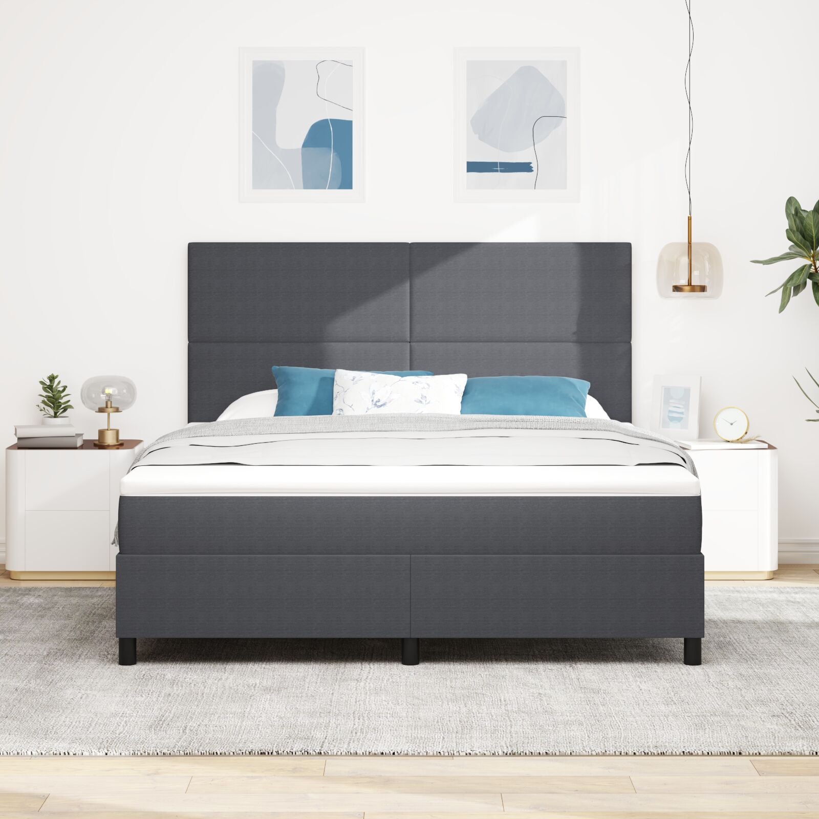 Boxspring Bed Met Matras Donkergrijs
