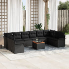 Tuinbankenset poly rattan zwart 11-delig