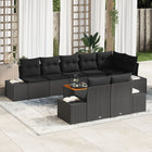 Garden lounge set with cushion 9 pcs Black poly rattan