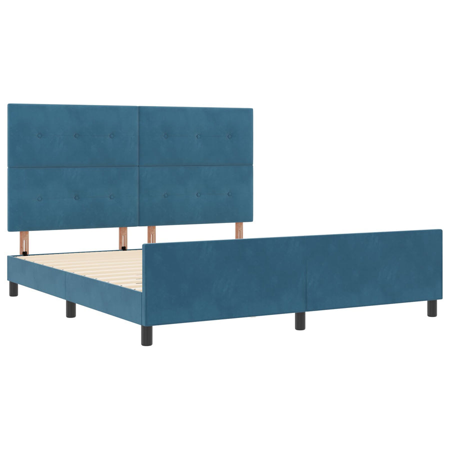 Bedframe Donkerblauw 180X200 Cm Fluweel Crème