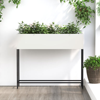 Verhoogde Tuinbed Staal Wit 100 x 26 x 82 cm